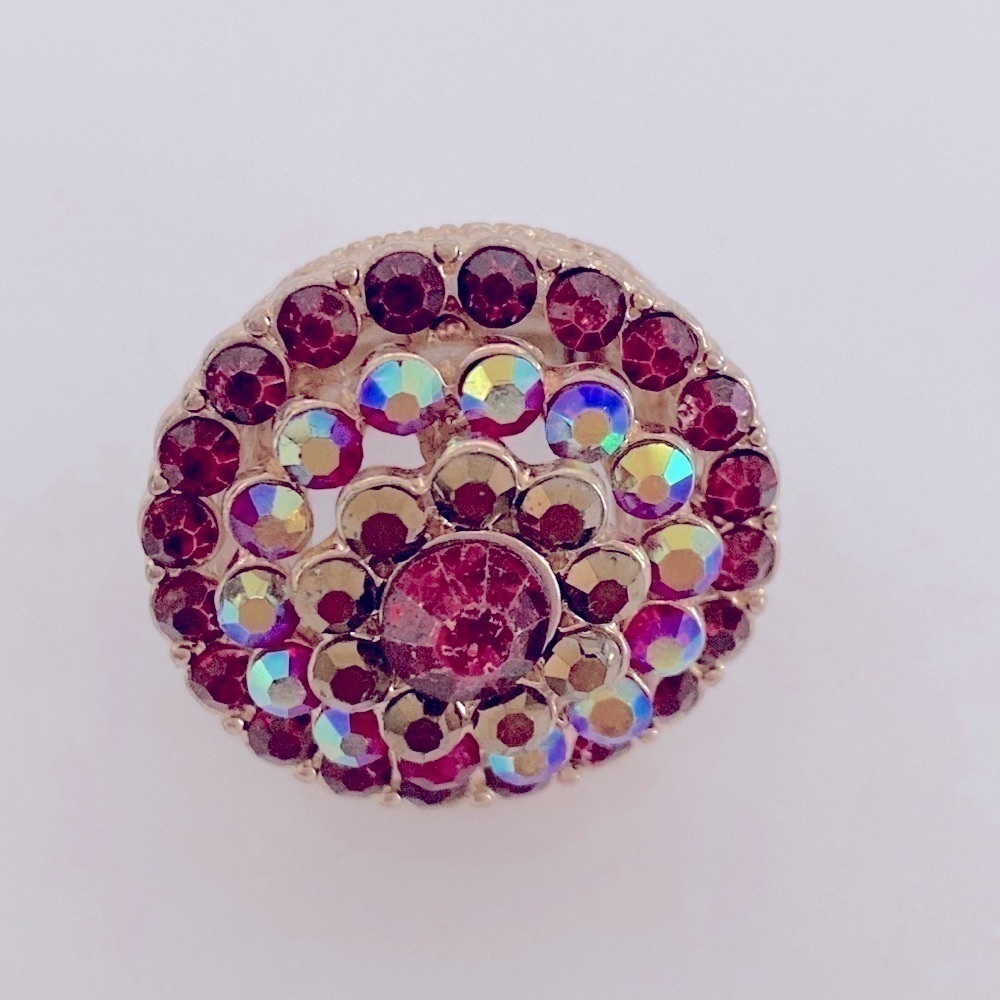 Large Statement Ring With Red Rhinestones - image 2